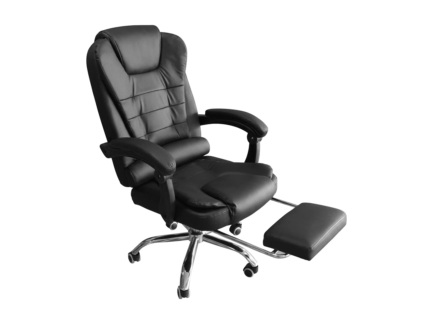 Silla de oficina con reposapiés Comde en tela metal negro 106x64x75 cm