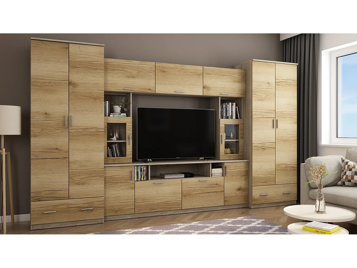 Meuble de séjour complet avec grandes armoires et rangements hauts – Direct fabricant EMEBLAST