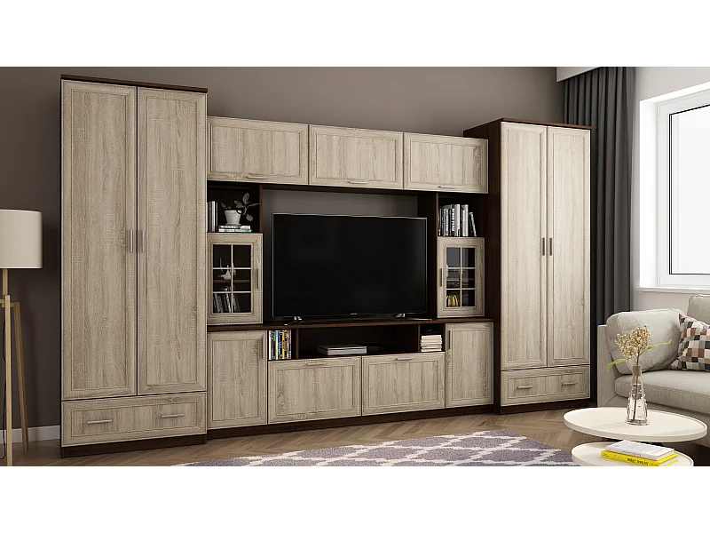 Meuble de séjour complet avec grandes armoires et rangements hauts – Direct fabricant EMEBLAST