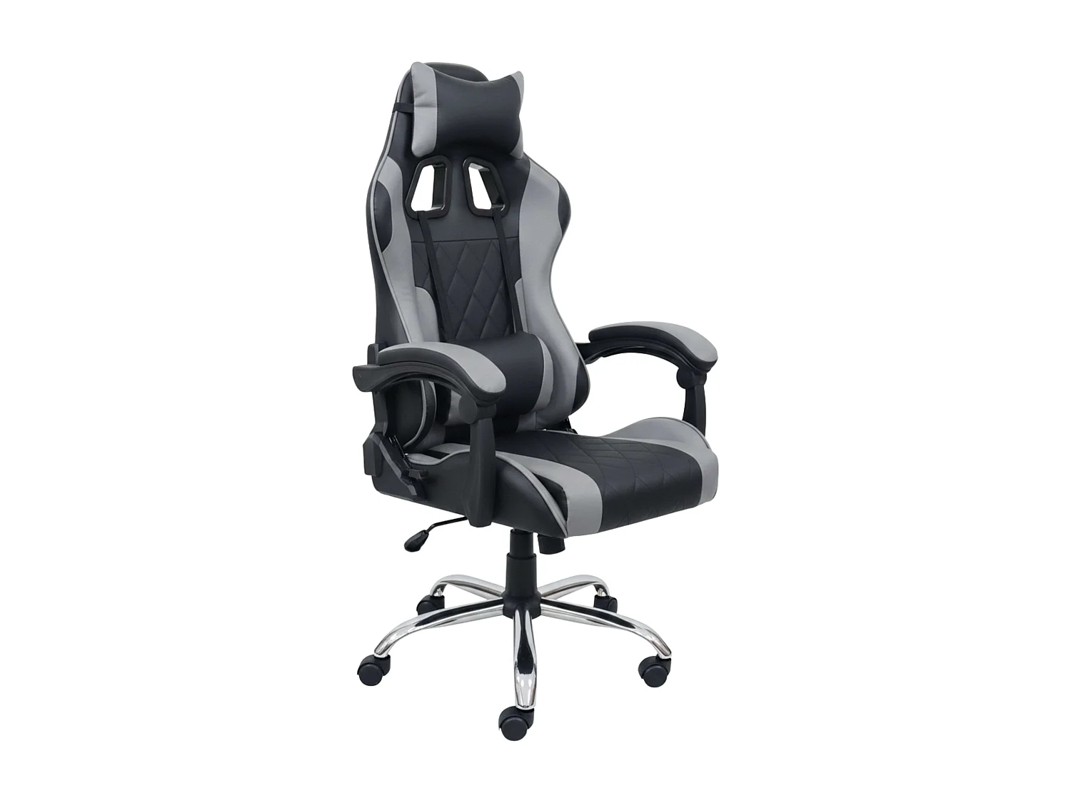 Silla gaming Legend cojín lumbar y reposacabezas negro y gris 120x63x66 cm
