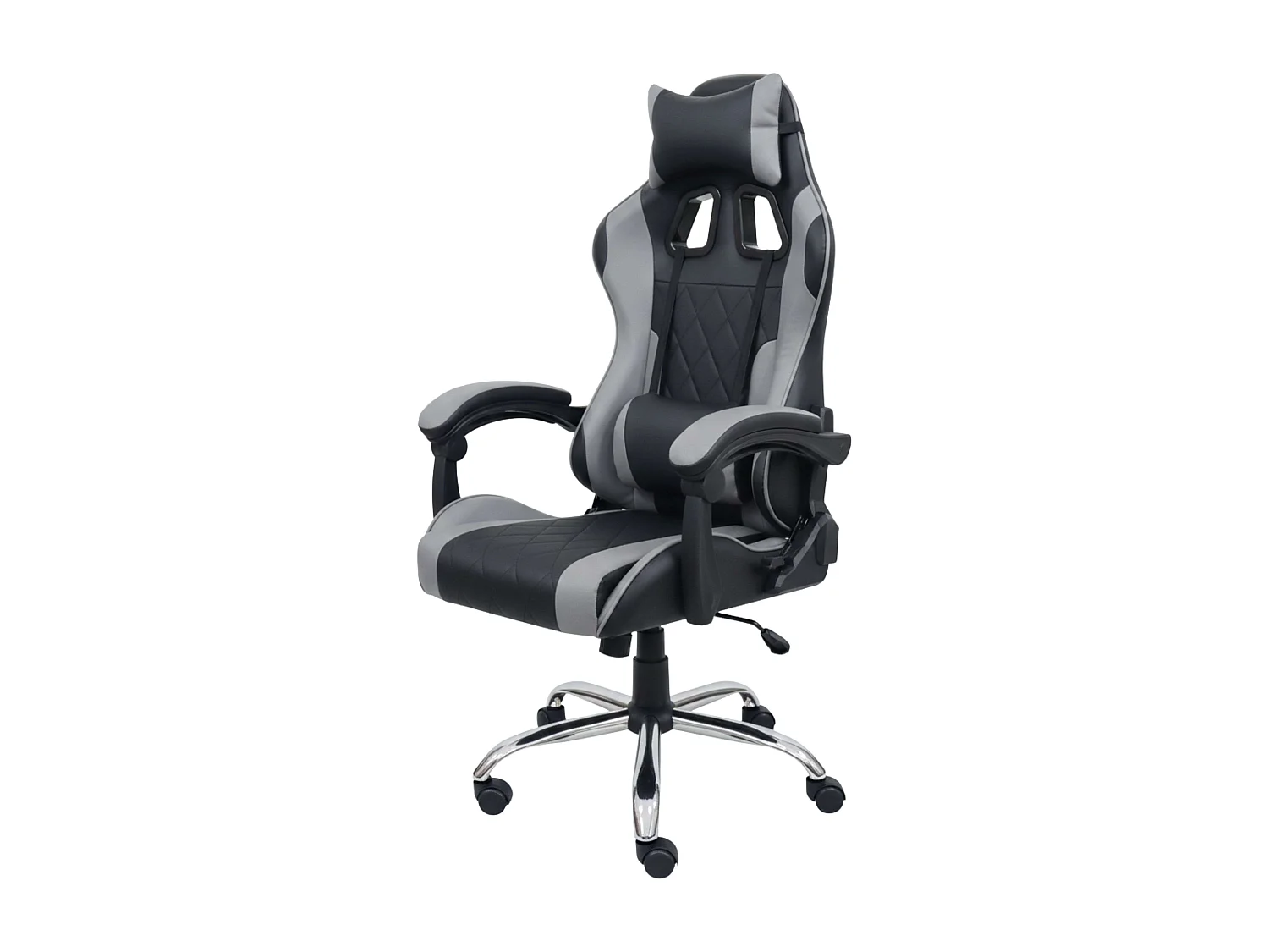 Silla gaming Legend cojín lumbar y reposacabezas negro y gris 120x63x66 cm