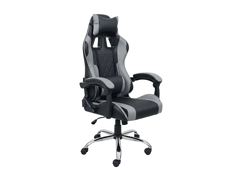 Silla gaming Legend cojín lumbar y reposacabezas negro y gris 120x63x66 cm