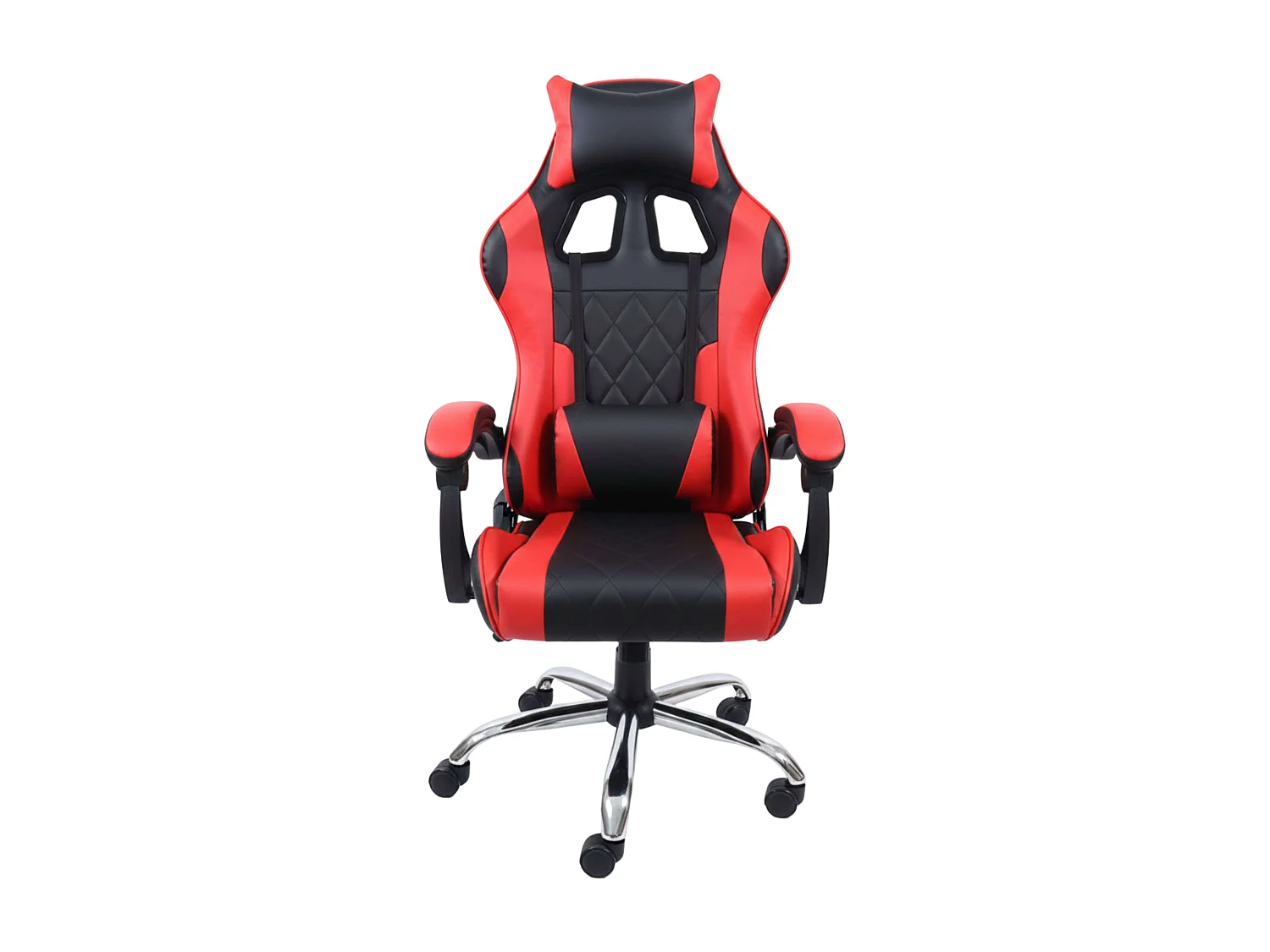 Silla gaming Legend con cojín lumbar y reposacabezas en tela negro y rojo