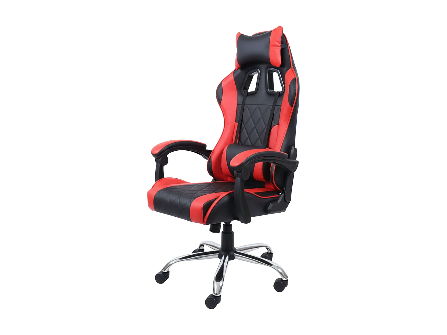 Silla gaming Legend con cojín lumbar y reposacabezas en tela negro y rojo