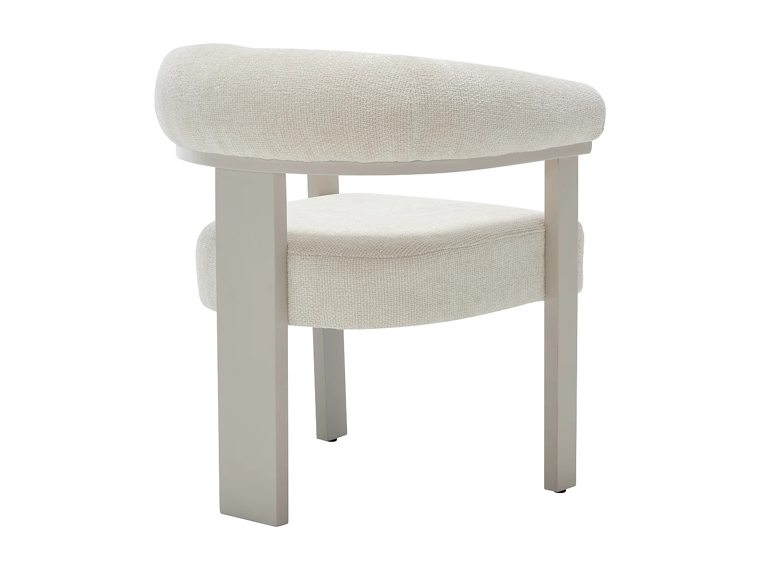 Lot de 6 chaises avec accoudoirs en tissu texturé et bois d'hévéa beige - Crème - LIVELIA de Pascal Morabito