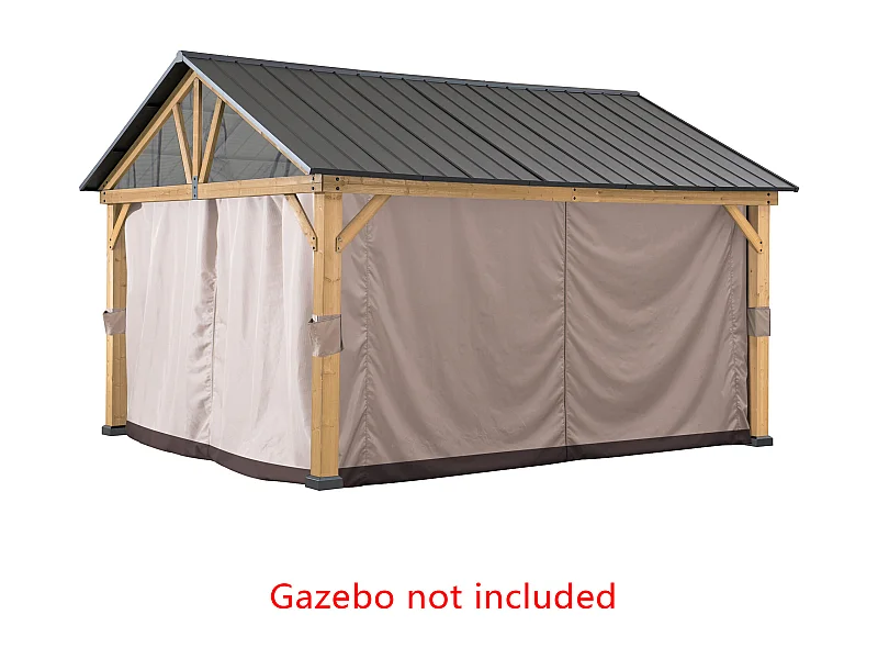 Rideaux de remplacement SUNJOY pour tonnelles à toit à deux pentes avec structure en bois de 335 cm x 399 cm (avec tube pour moustiquaire)