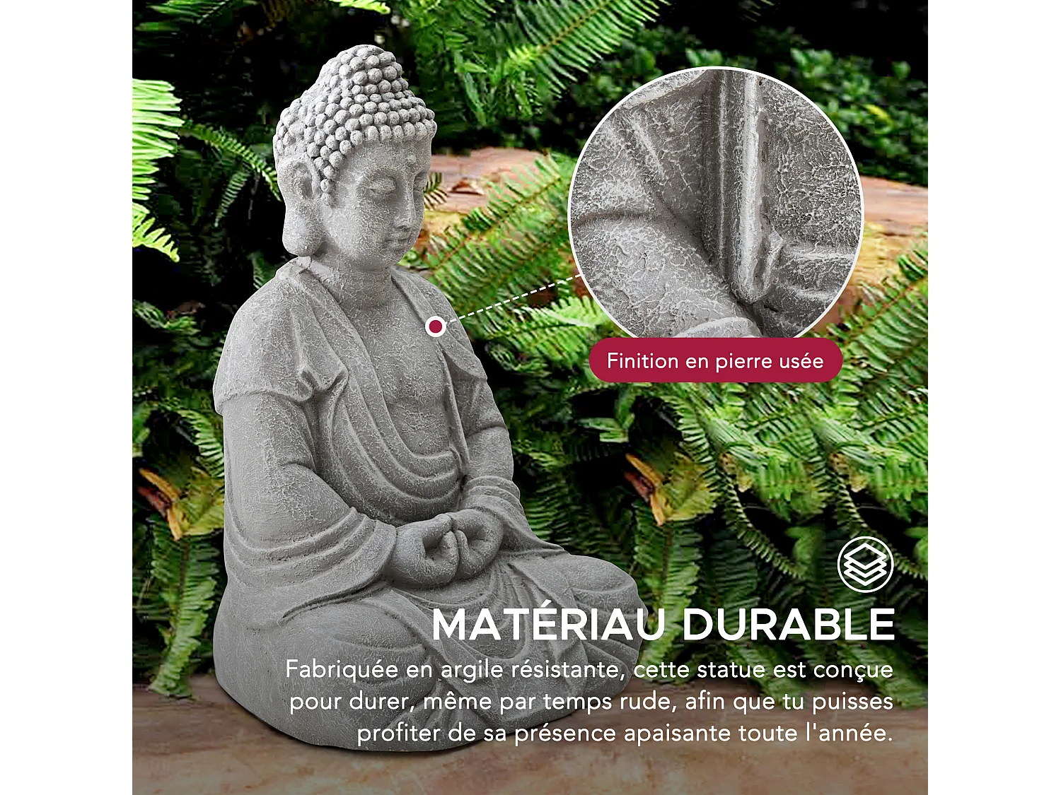 SUNJOY Grande statue de Bouddha décorative pour le jardin