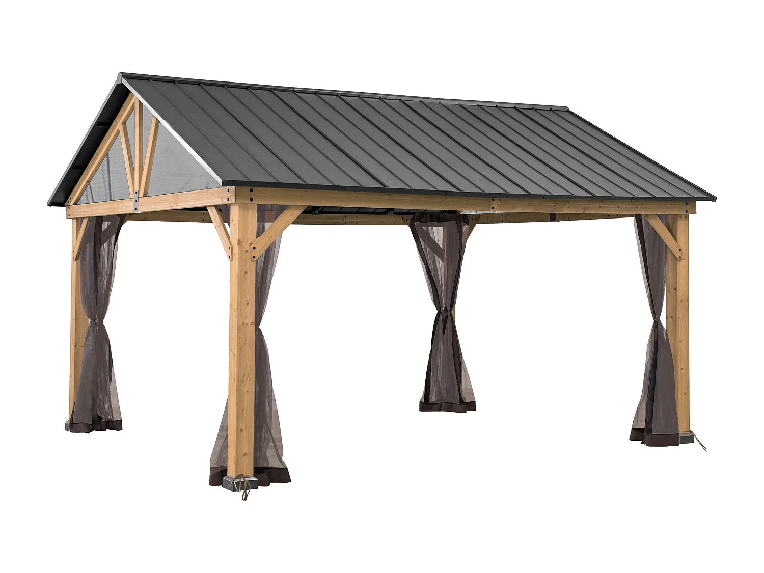 Moustiquaire de remplacement SUNJOY pour tonnelles à toit à deux pentes avec structure en bois de 465 cm x 404 cm (avec tube de fixation pour la moustiquaire)