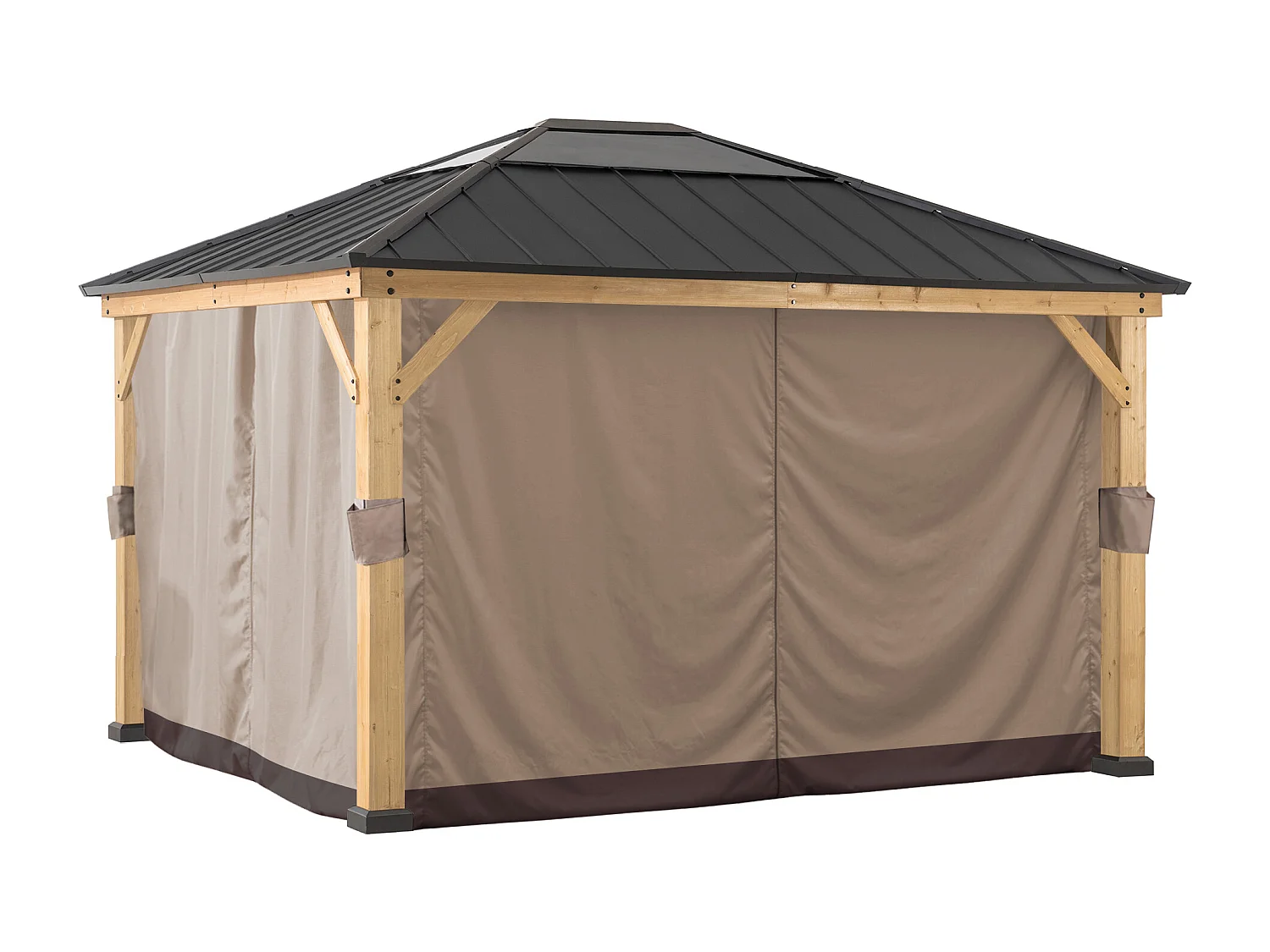 Rideaux de remplacement SUNJOY pour tonnelles à ossature bois de 393 cm x 452 cm