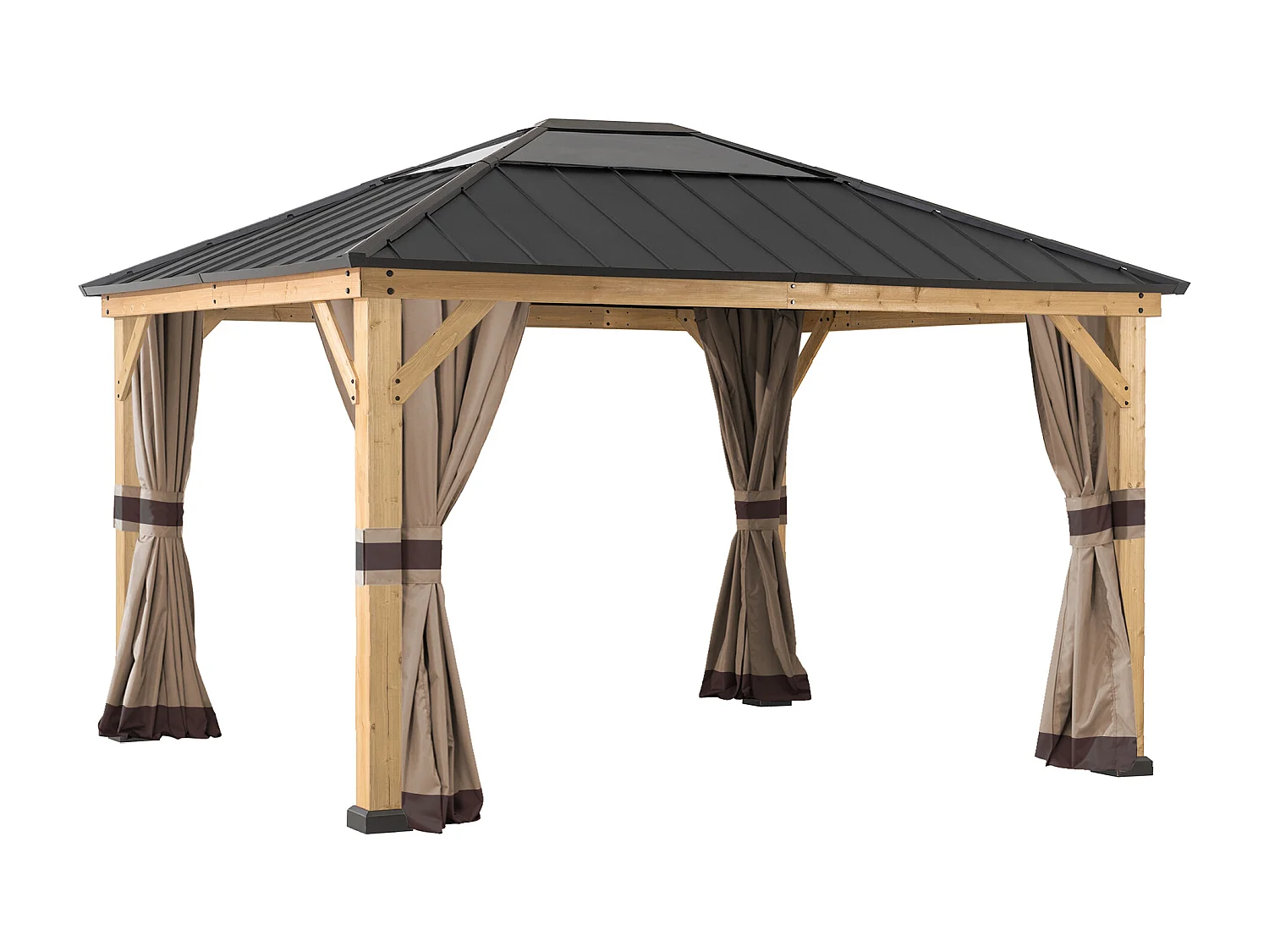 Rideaux de remplacement SUNJOY pour tonnelles à ossature bois de 393 cm x 452 cm