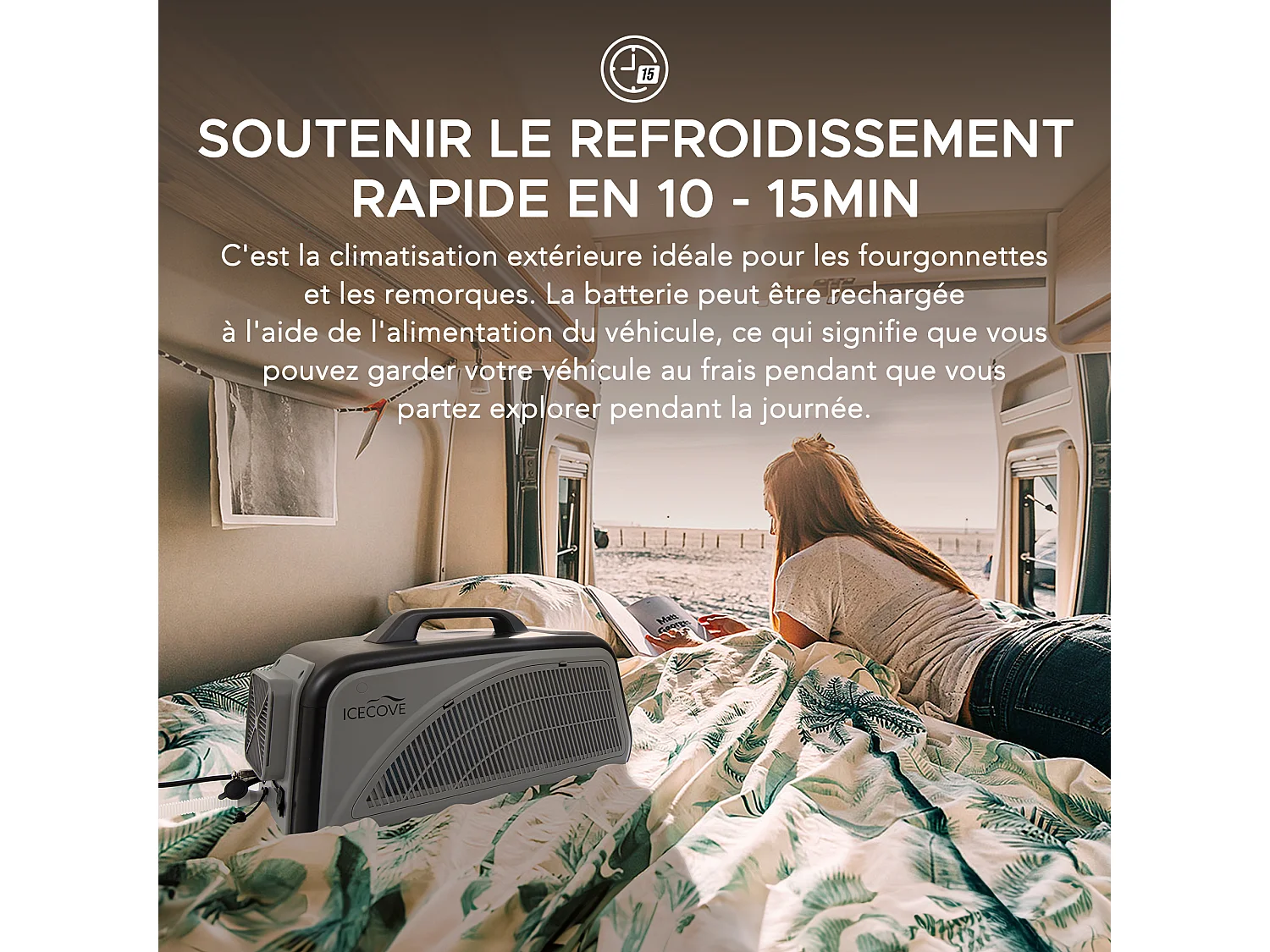 Climatiseur portable IceCove pour tentes d'extérieur et usage intérieur - Gris