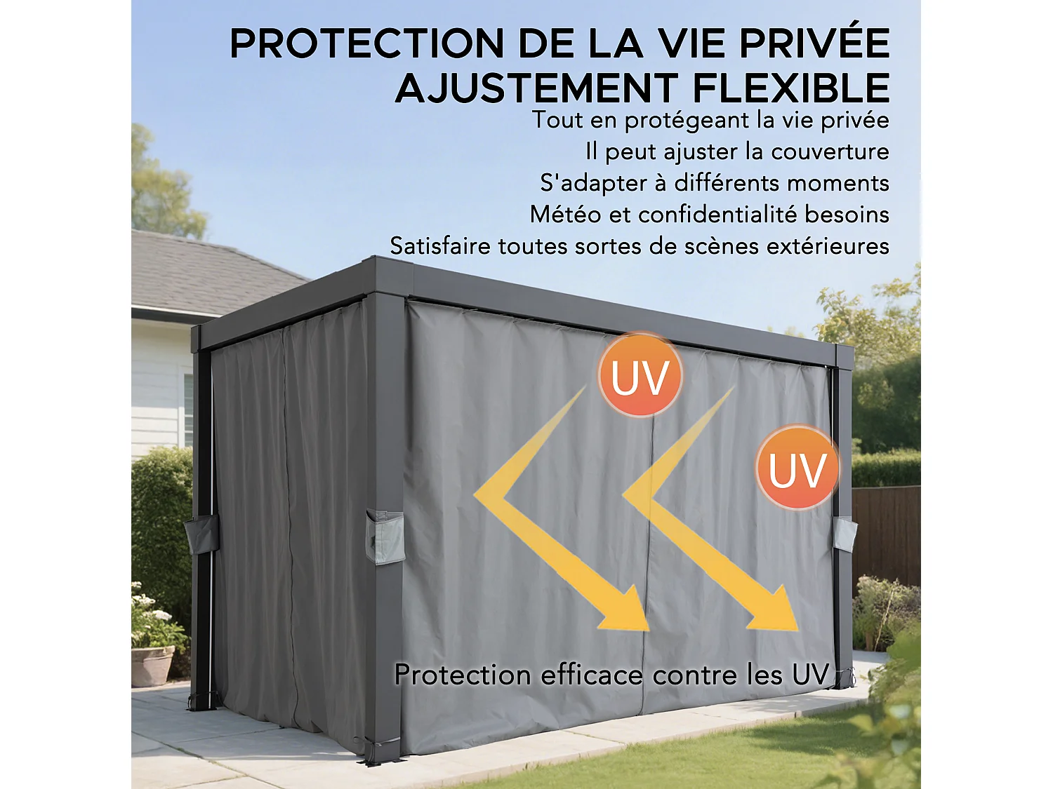 Rideaux de remplacement SUNJOY pour pergola à lames orientables de 306 cm x 306 cm