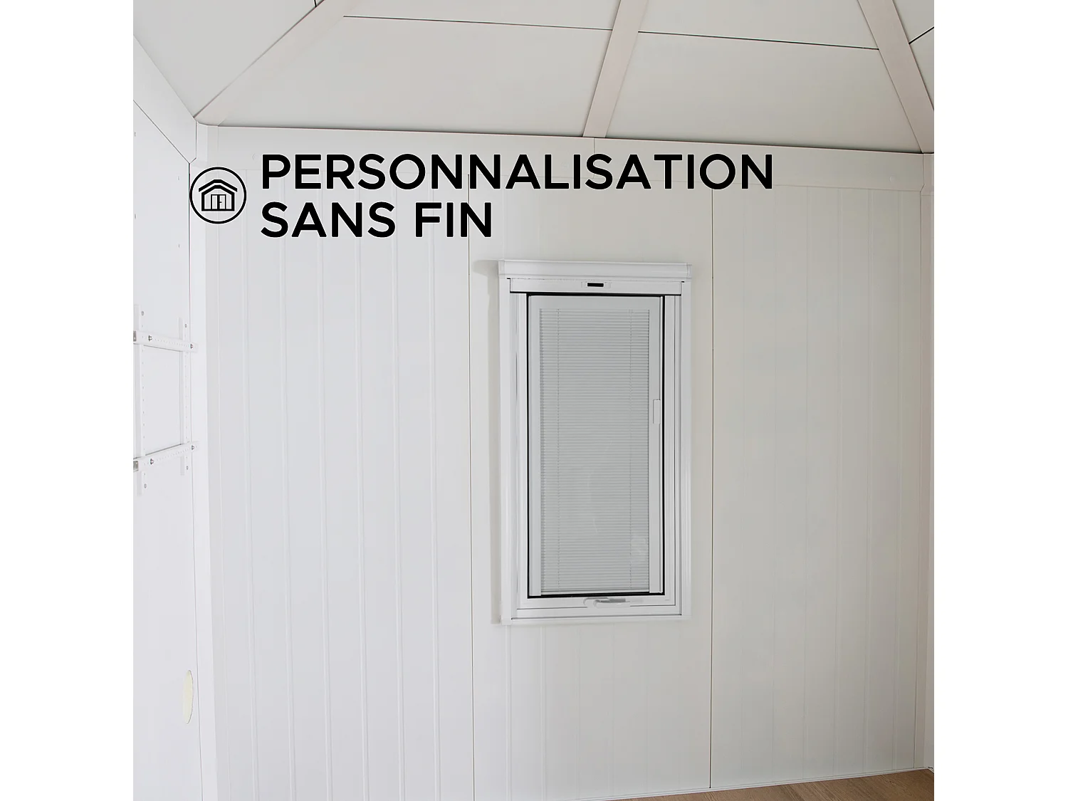 Abri de jardin RIGA avec plancher, fenêtres et portes verrouillables.