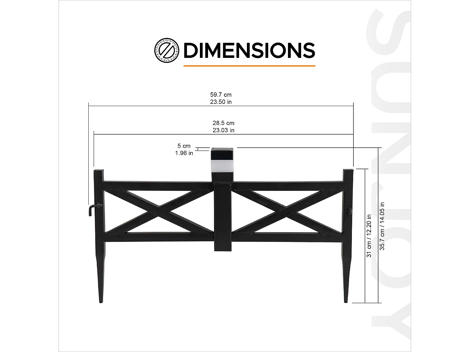 SUNJOY Clôture de jardin en métal avec éclairage solaire (lot de 5) - Treillis