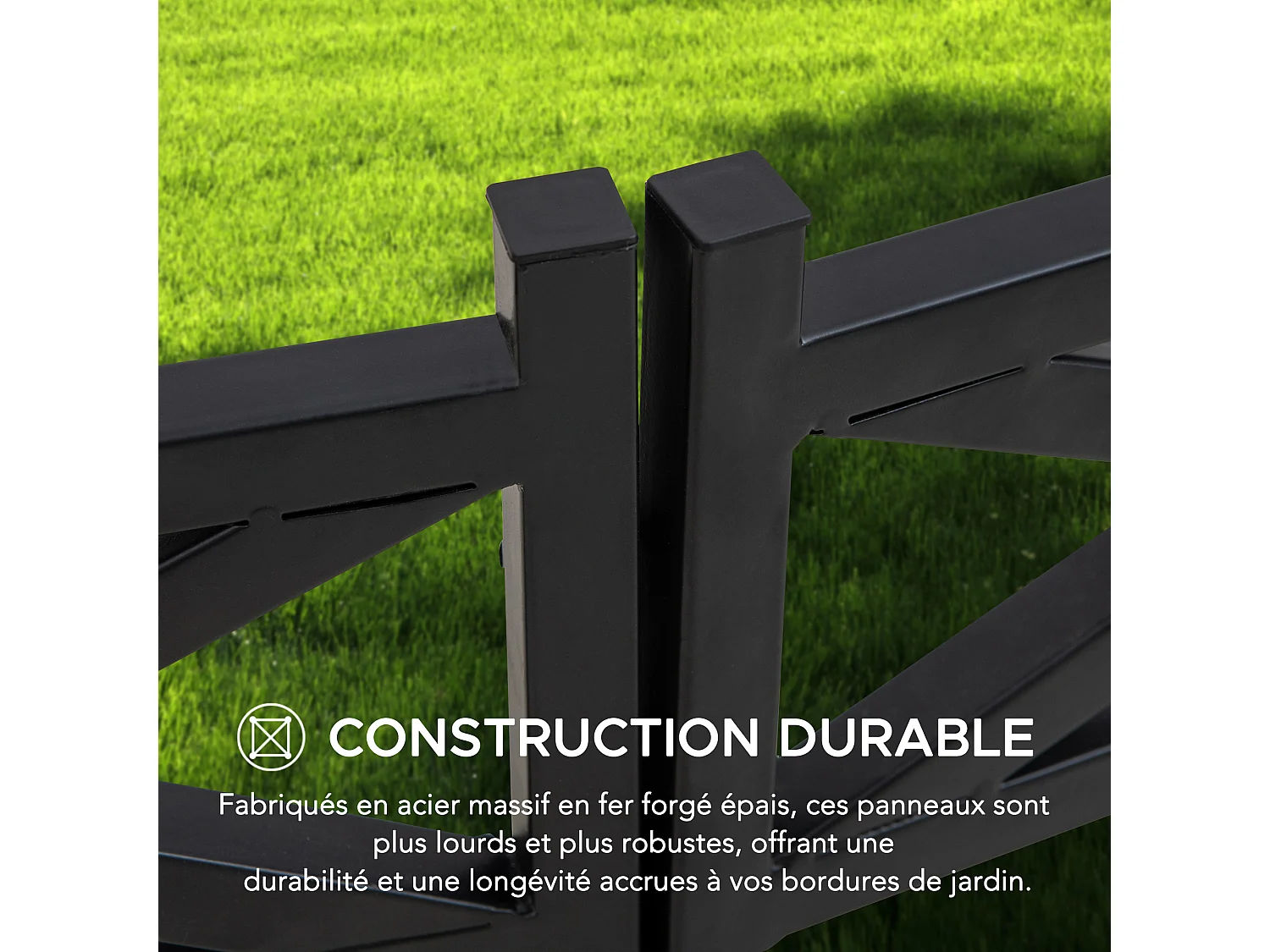 SUNJOY Clôture de jardin en métal avec éclairage solaire (lot de 5) - Treillis