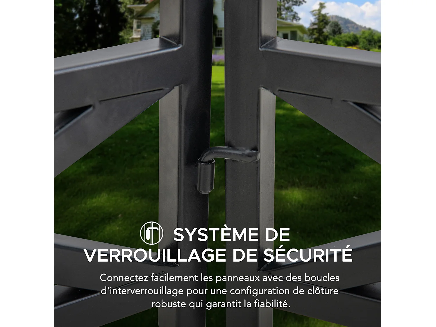 SUNJOY Clôture de jardin en métal avec éclairage solaire (lot de 5) - Treillis