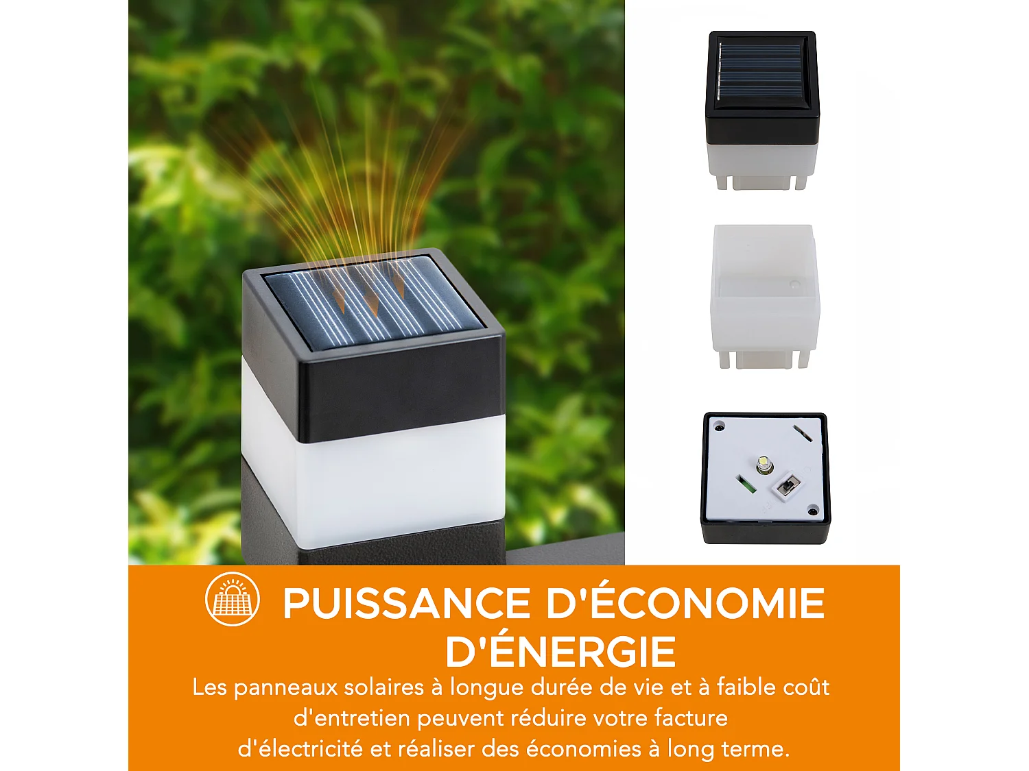 SUNJOY Clôture de jardin en métal avec éclairage solaire (lot de 5) - Treillis