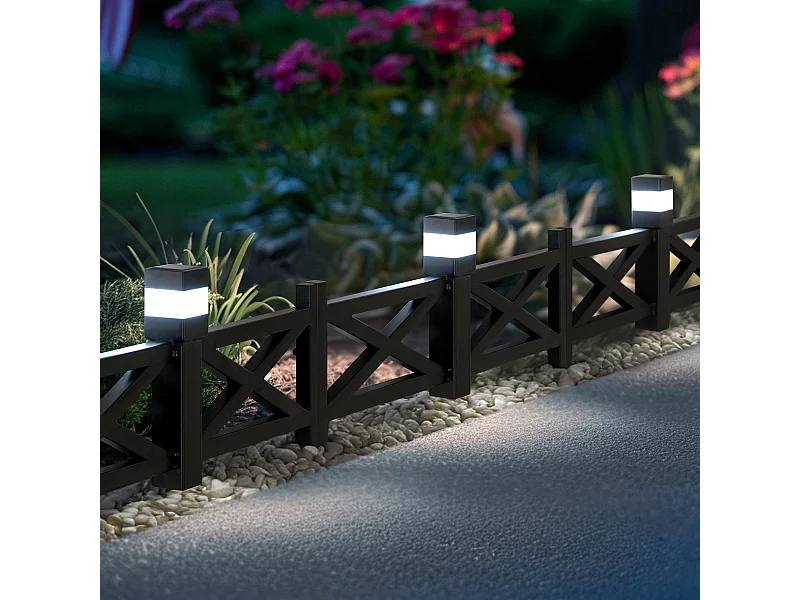 SUNJOY Clôture de jardin en métal avec éclairage solaire (lot de 5) - Treillis