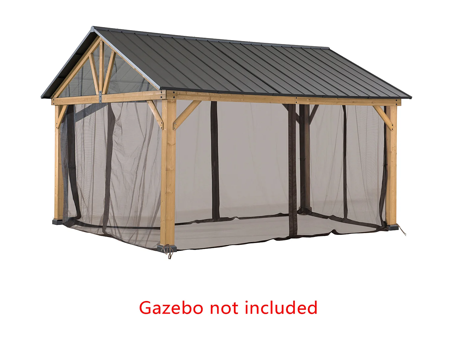 Moustiquaire de remplacement SUNJOY pour tonnelles à toit à deux pentes avec structure en bois de 335 cm x 399 cm (avec tube de fixation pour la moustiquaire)