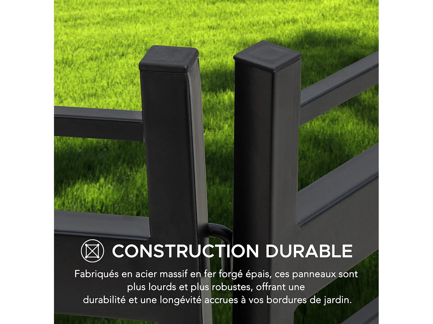 SUNJOY Clôture de jardin en métal avec éclairage solaire (lot de 5)