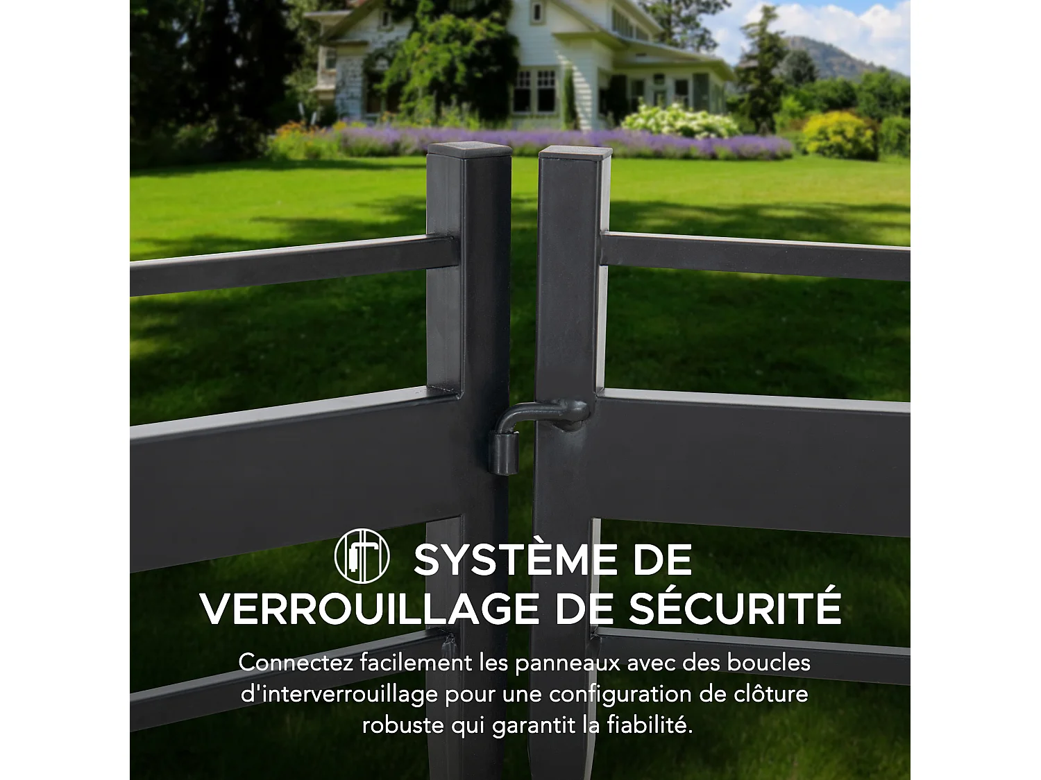 SUNJOY Clôture de jardin en métal avec éclairage solaire (lot de 5)