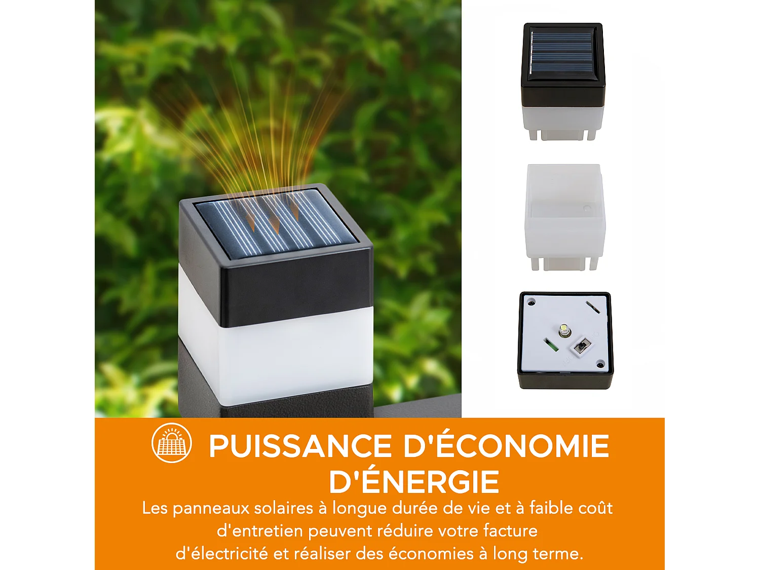 SUNJOY Clôture de jardin en métal avec éclairage solaire (lot de 5)