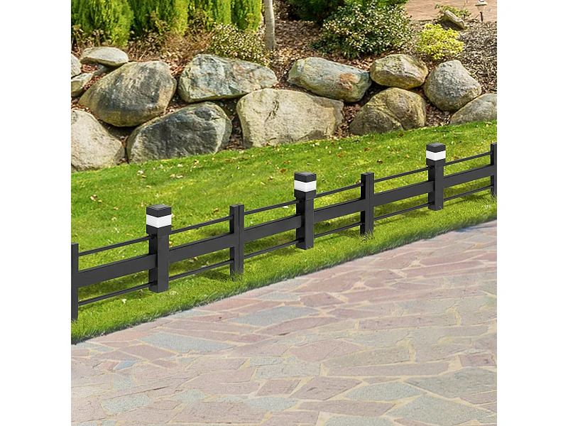 SUNJOY Clôture de jardin en métal avec éclairage solaire (lot de 5)