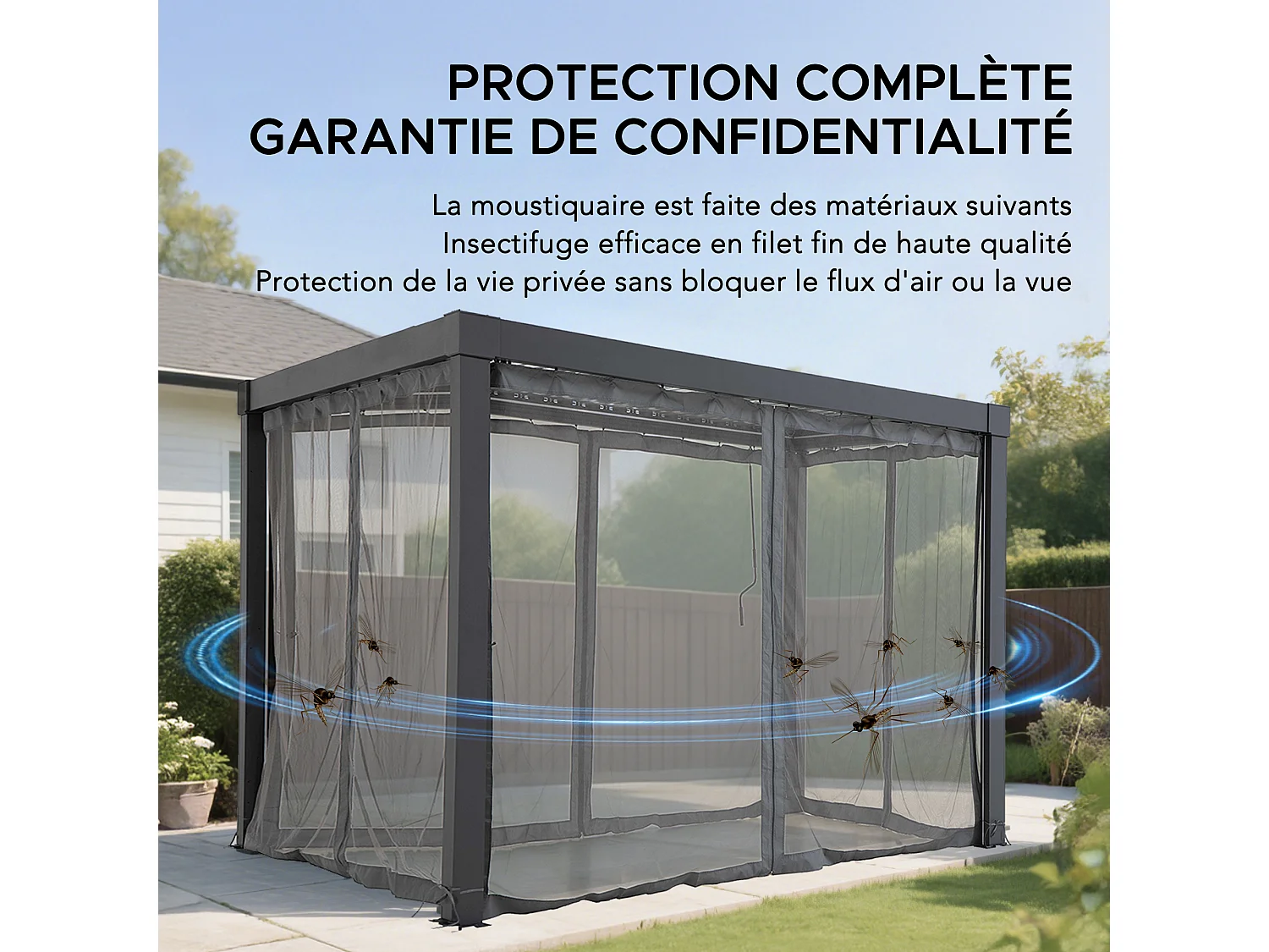 Moustiquaire de remplacement SUNJOY pour pergola à lames de 306 cm x 306 cm