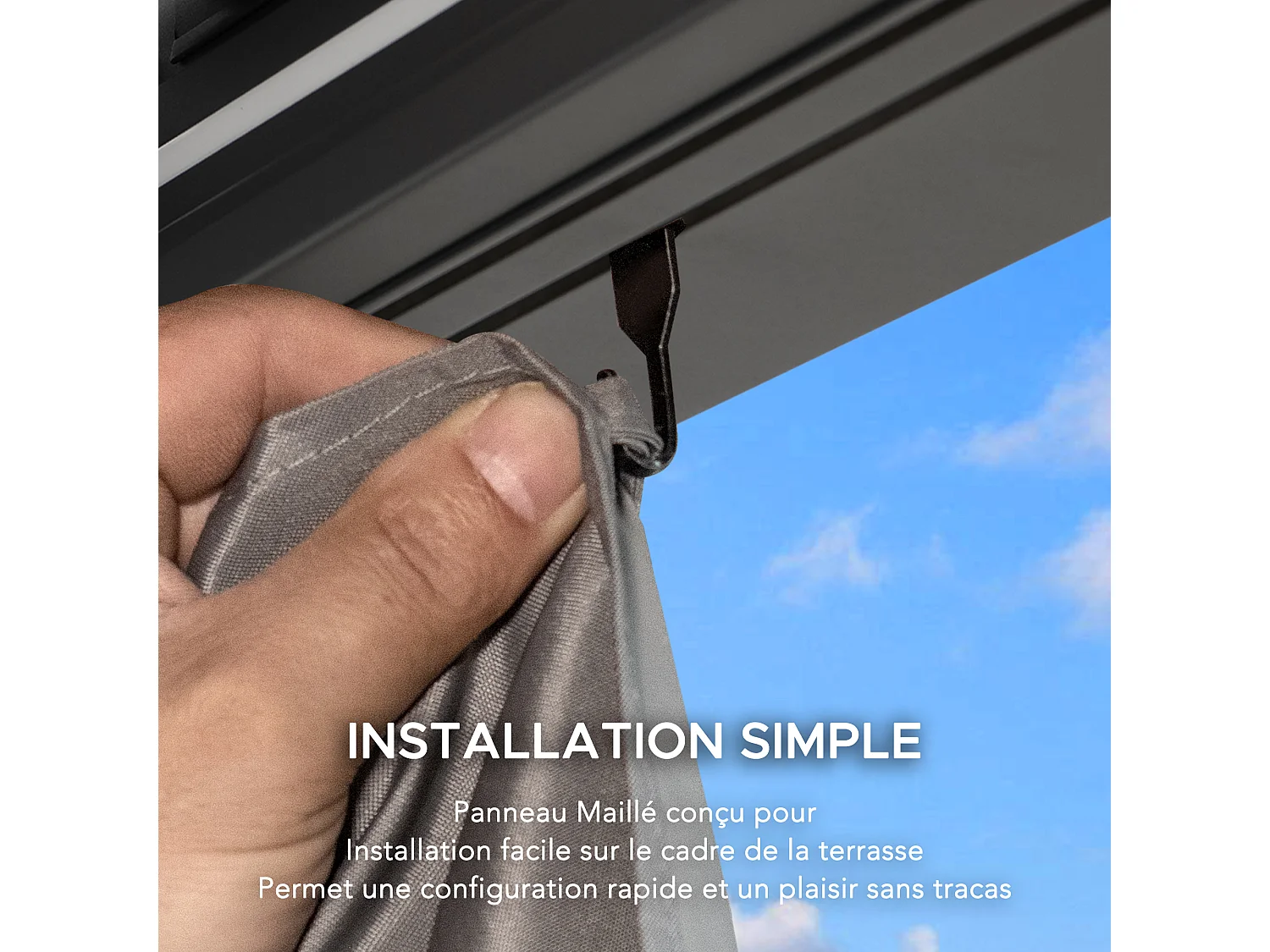 Moustiquaire de remplacement SUNJOY pour pergola à lames de 306 cm x 306 cm