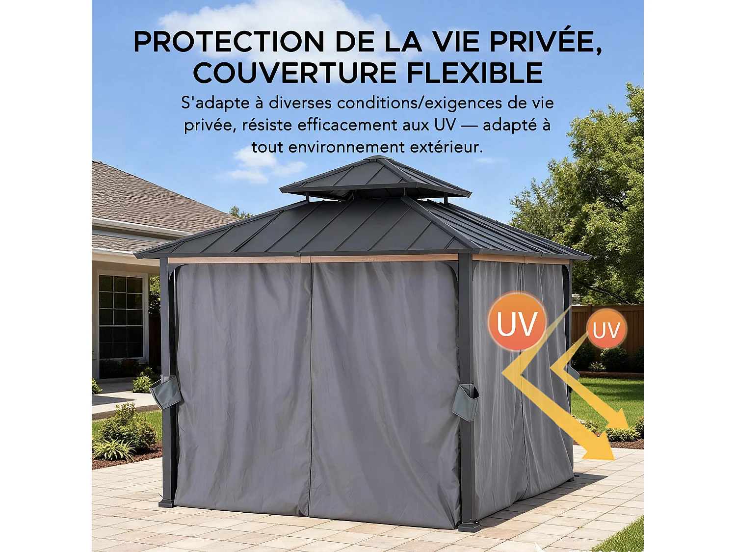 Rideaux de rechange SUNJOY pour tonnelle en acier de 300 cm x 300 cm