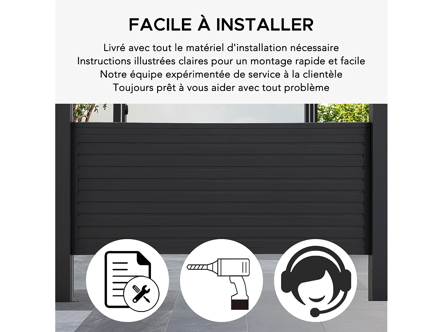 Étagère de bar de remplacement SUNJOY pour pergola à lames orientables (côté de 2 m)