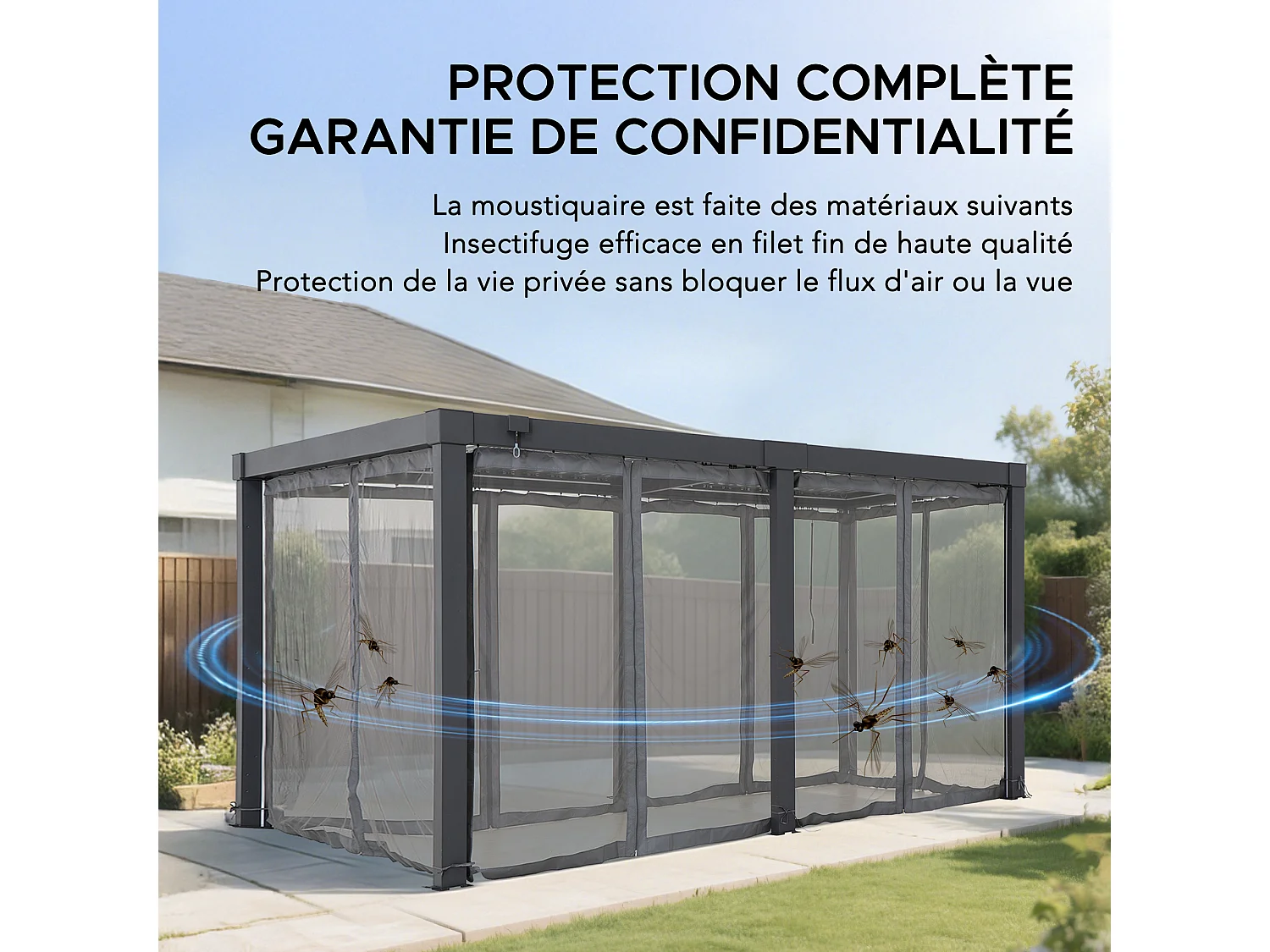 Moustiquaire de remplacement SUNJOY pour pergola à lames de 406 cm x 306 cm