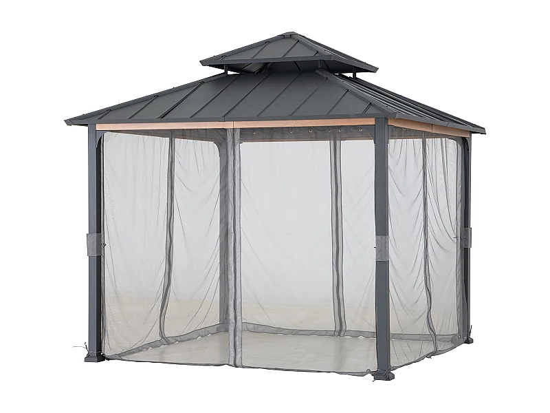 Moustiquaire de rechange SUNJOY pour tonnelle en acier de 300 cm x 300 cm