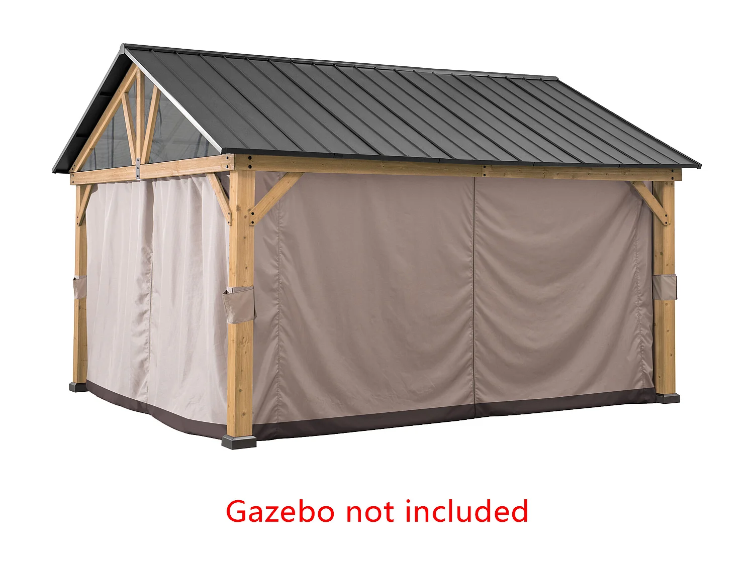 Rideaux de remplacement SUNJOY pour tonnelles à toit à deux pentes avec structure en bois de 465 cm x 404 cm (avec tube pour moustiquaire)