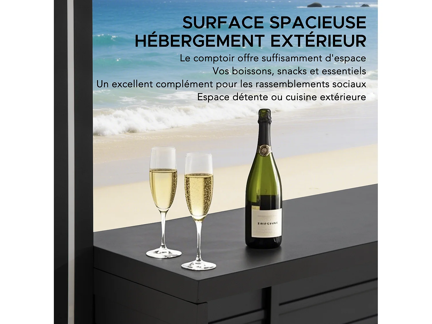 Étagère de bar de remplacement SUNJOY pour pergola à lames orientables (côté de 3 m)