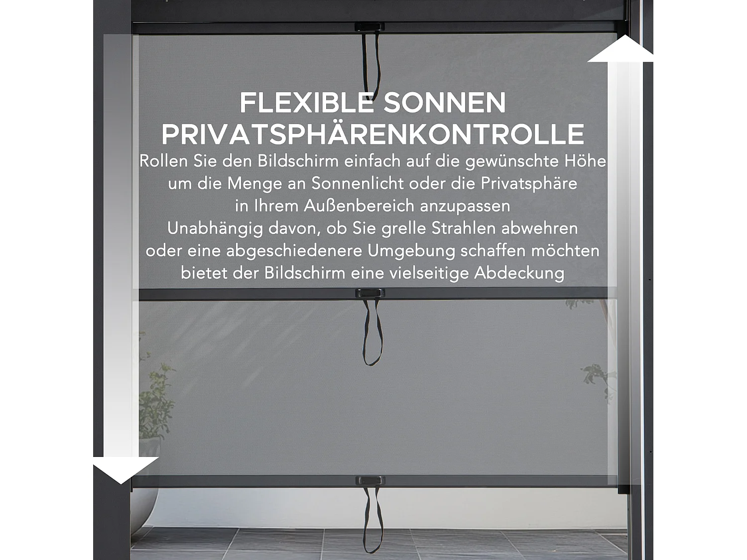 Store enrouleur réglable SUNJOY pour pergola à lames orientables (côté de 2 m)