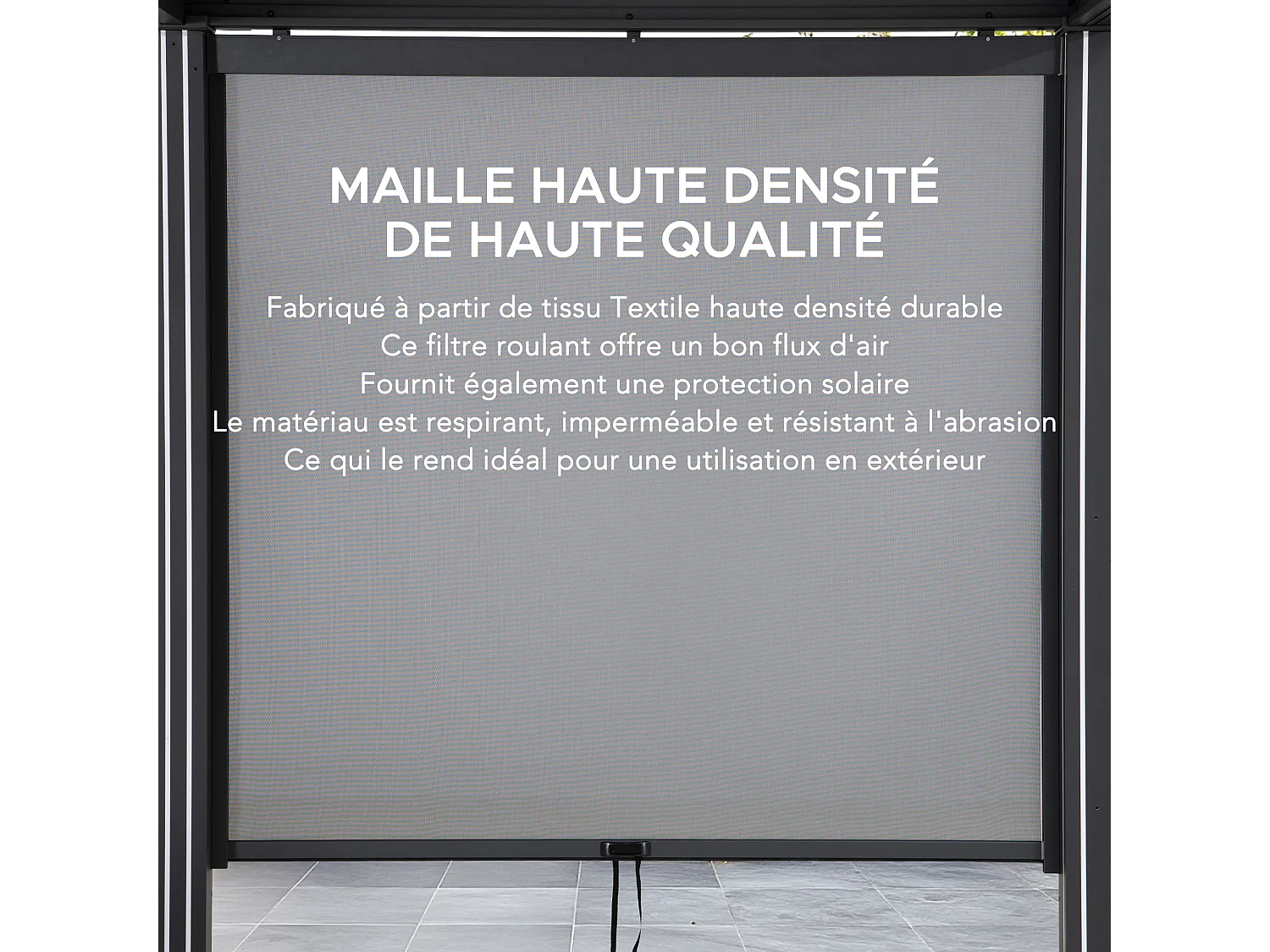 Store enrouleur réglable SUNJOY pour pergola à lames orientables (côté de 2 m)