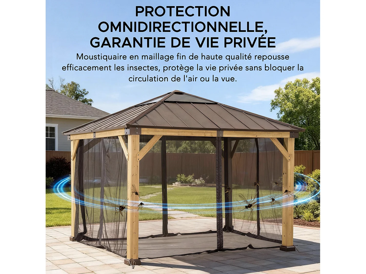 Moustiquaire de remplacement SUNJOY pour tonnelles en bois de 336 cm x 336 cm