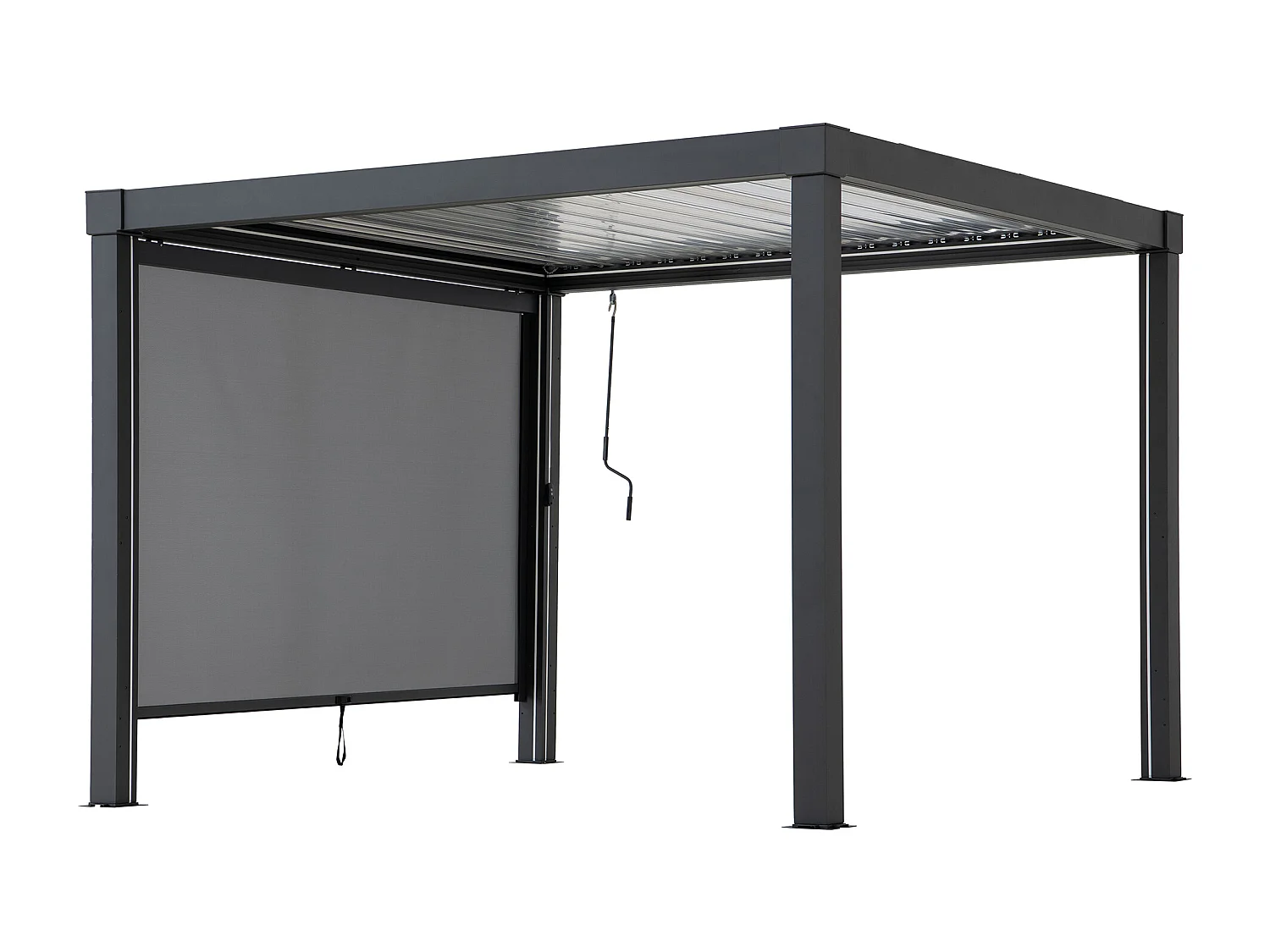 Store enrouleur réglable SUNJOY pour pergola à lames orientables (côté de 3 m)