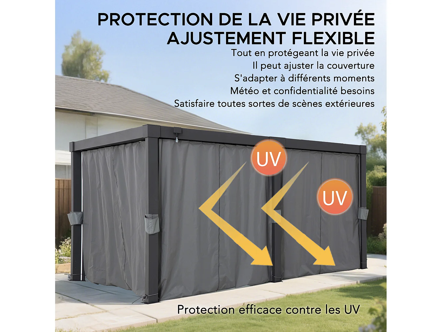 Rideaux de remplacement SUNJOY pour pergola à lames orientables de 406 cm x 306 cm