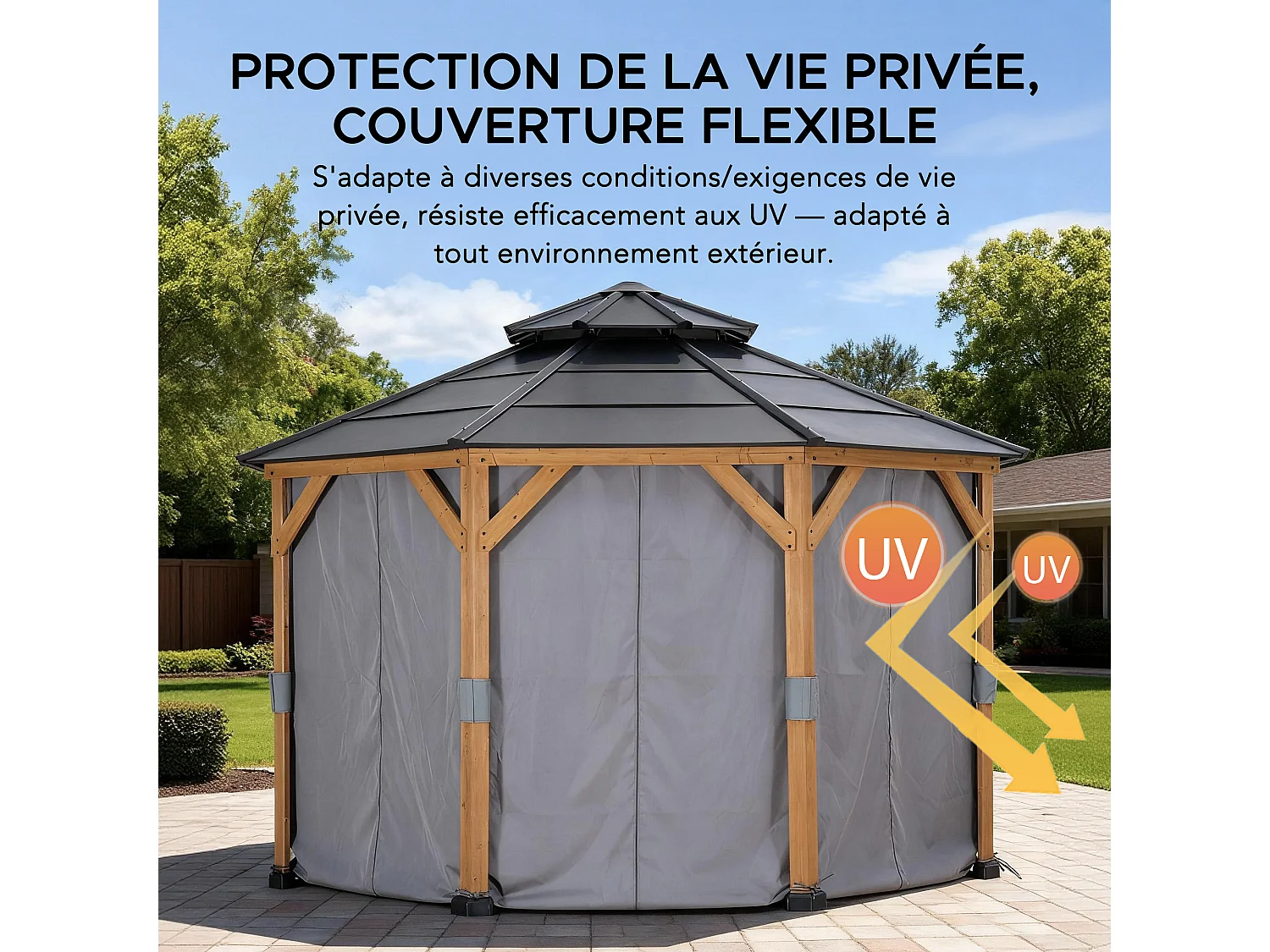 Rideaux de remplacement SUNJOY pour tonnelle octogonale de 395 cm x 395 cm