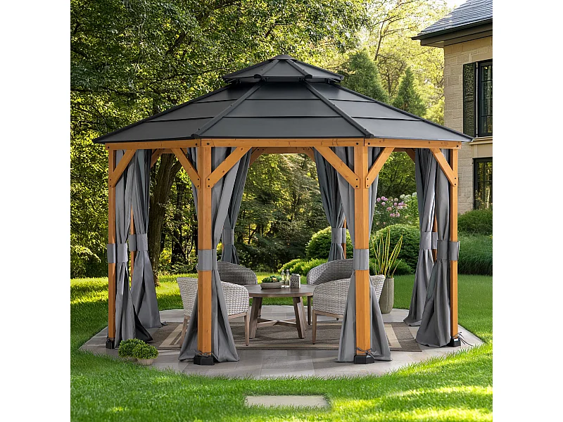 Rideaux de remplacement SUNJOY pour tonnelle octogonale de 395 cm x 395 cm