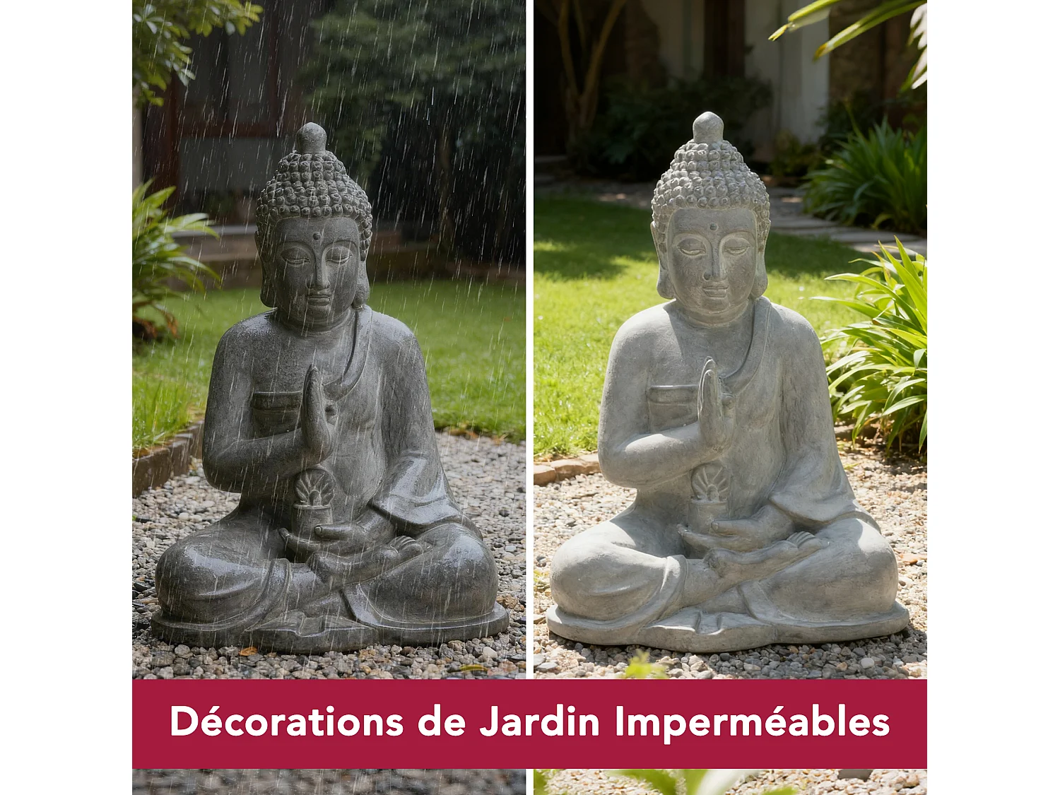 SUNJOY Grande statue de Bouddha décorative pour le jardin