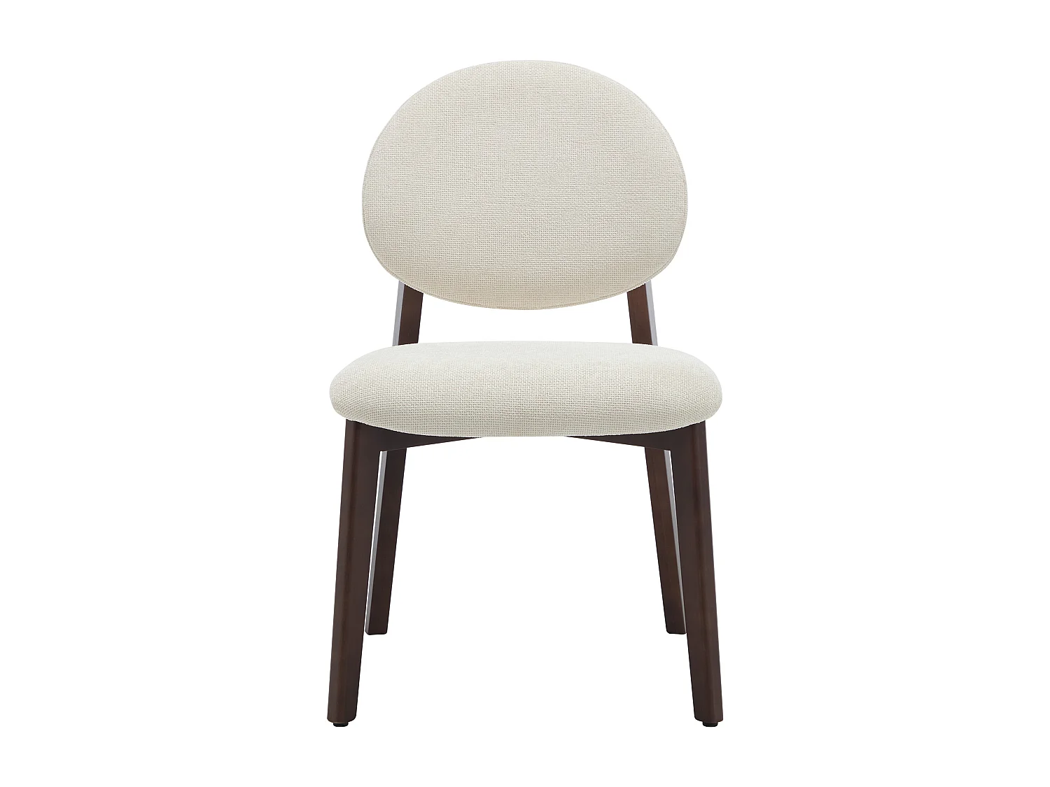 Lot de 6 chaises en tissu texturé et bois d'hévéa naturel foncé - Crème - MARLENI