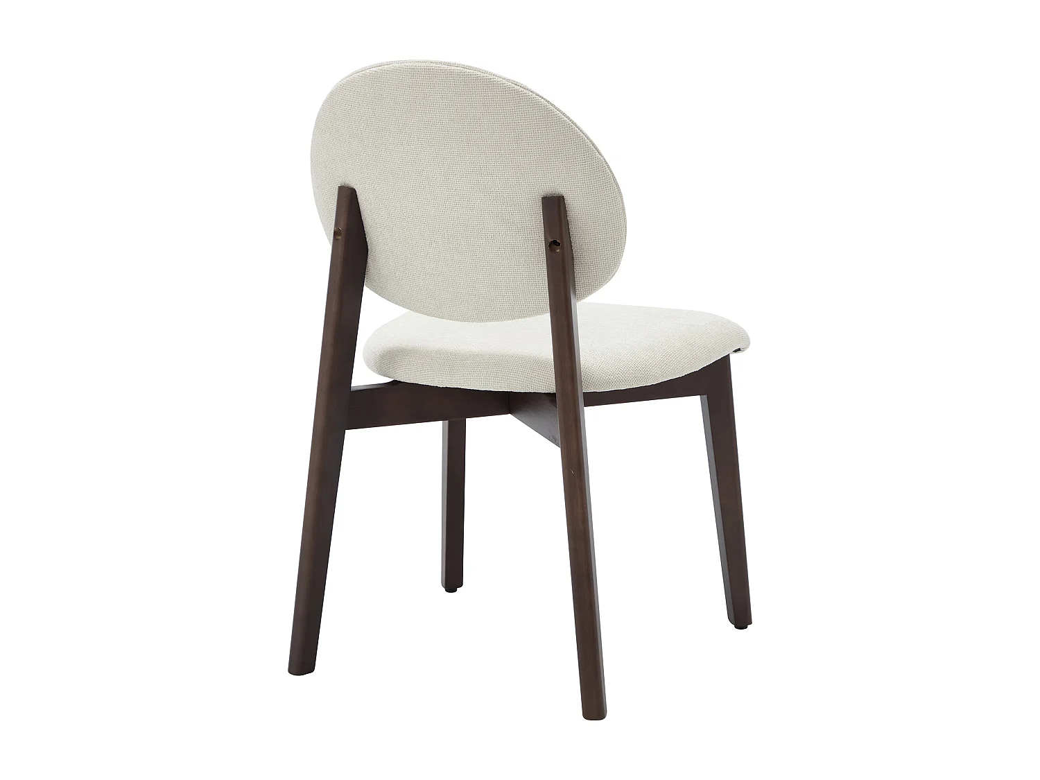 Lot de 6 chaises en tissu texturé et bois d'hévéa naturel foncé - Crème - MARLENI