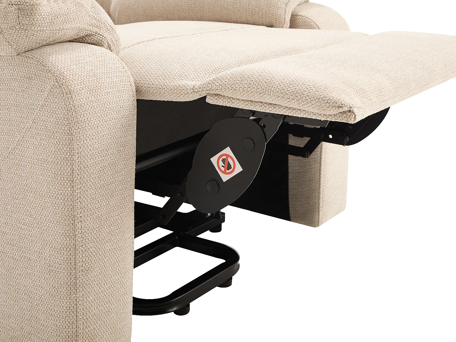 Fauteuil massant et chauffant en tissu texturé avec releveur électrique – Beige – FLUNEL