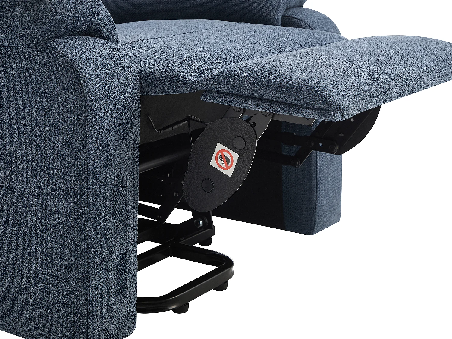 Fauteuil massant et chauffant en tissu texturé avec releveur électrique – Bleu – FLUNEL