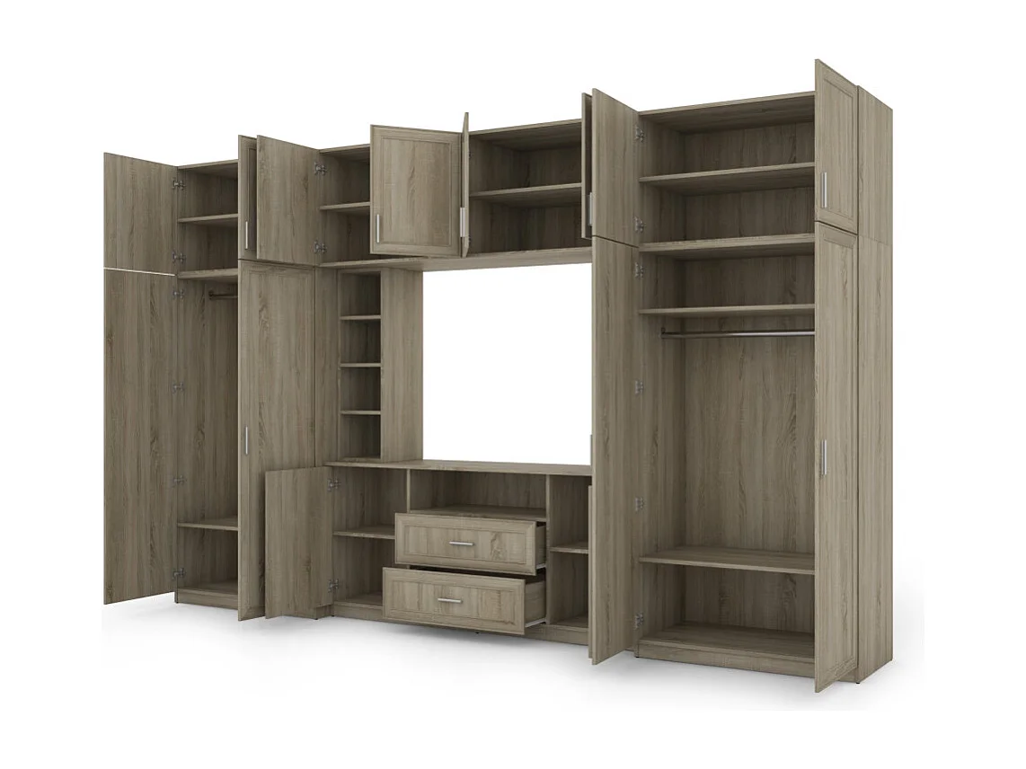 Parete attrezzata con grandi armadi e pensili DAKO – Direttamente dal produttore EMEBLAST