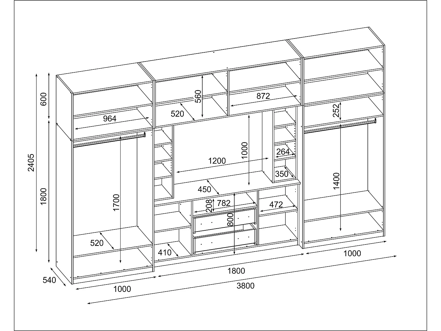 Meuble de séjour complet avec grandes armoires et rangements hauts mur de rangement DAKO – Direct fabricant EMEBLAST