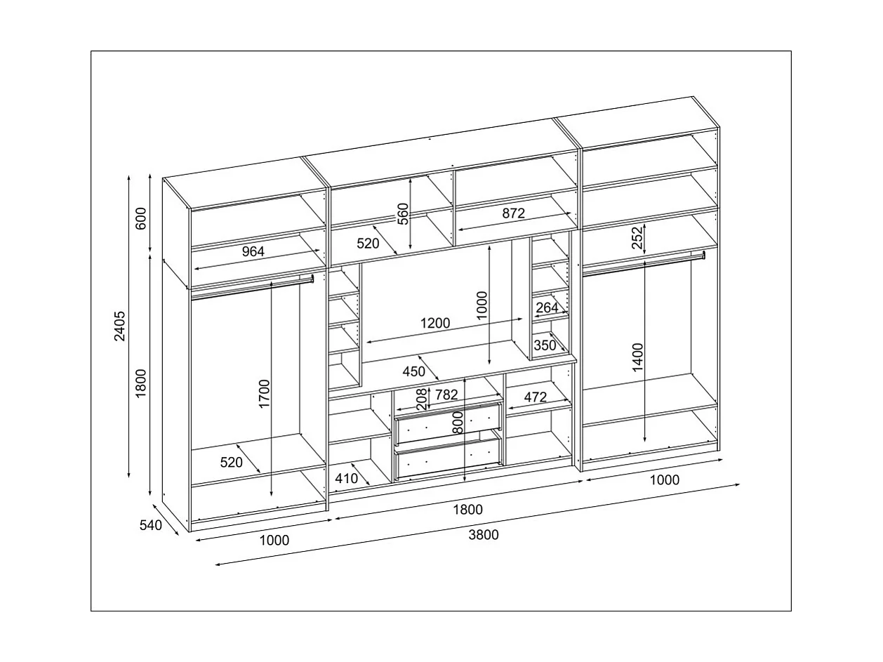 Meuble de séjour complet avec grandes armoires et rangements hauts mur de rangement DAKO – Direct fabricant EMEBLAST